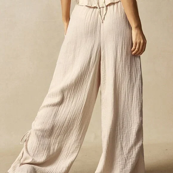 Apricot Women's Casual Woven Loose Wide-Leg Wash Pants - Picture 4 of 6